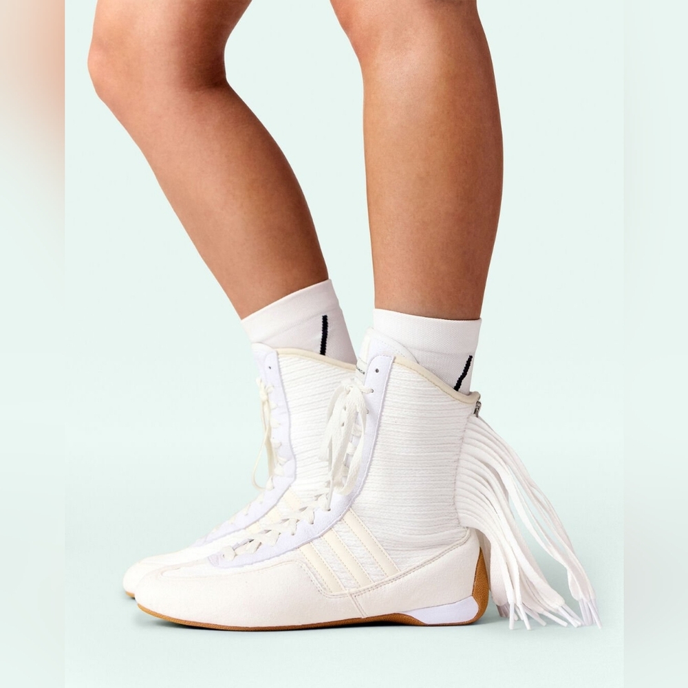 Adidas By stellA mccArtney Women's White High-Top Fringe Sneakers